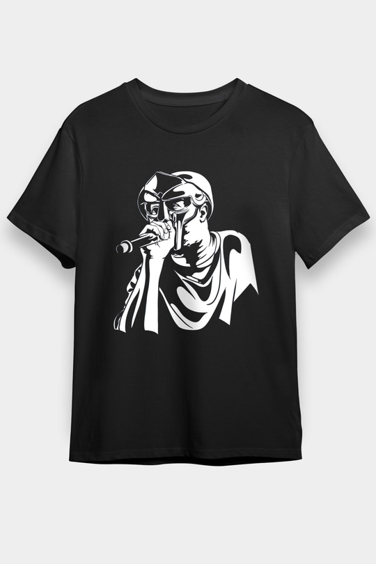 Mf Doom Baskılı Unisex Siyah Tişört - Tshirt