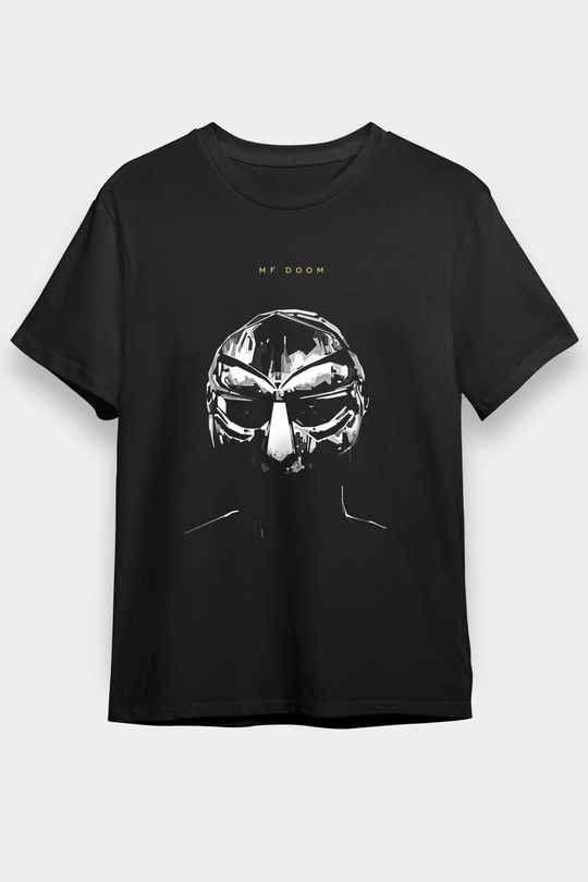 Mf Doom Baskılı Unisex Siyah Tişört - Tshirt