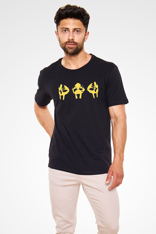 Mf Doom Baskılı Unisex Siyah Tişört - Tshirt
