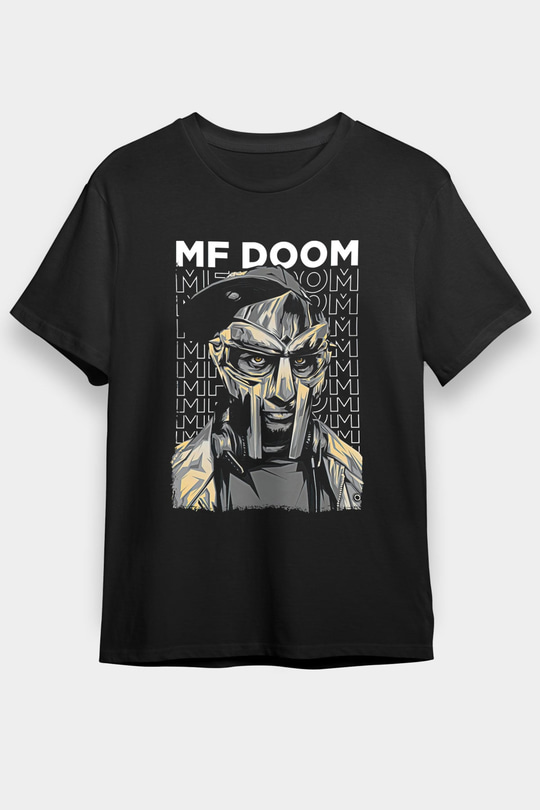 Mf Doom Baskılı Unisex Siyah Tişört - Tshirt