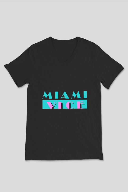 Miami Vice Siyah Unisex V Yaka Tişört