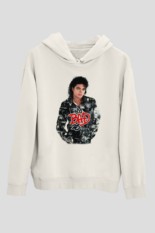 Michael Jackson Beyaz Unisex Kapşonlu Sweatshirt