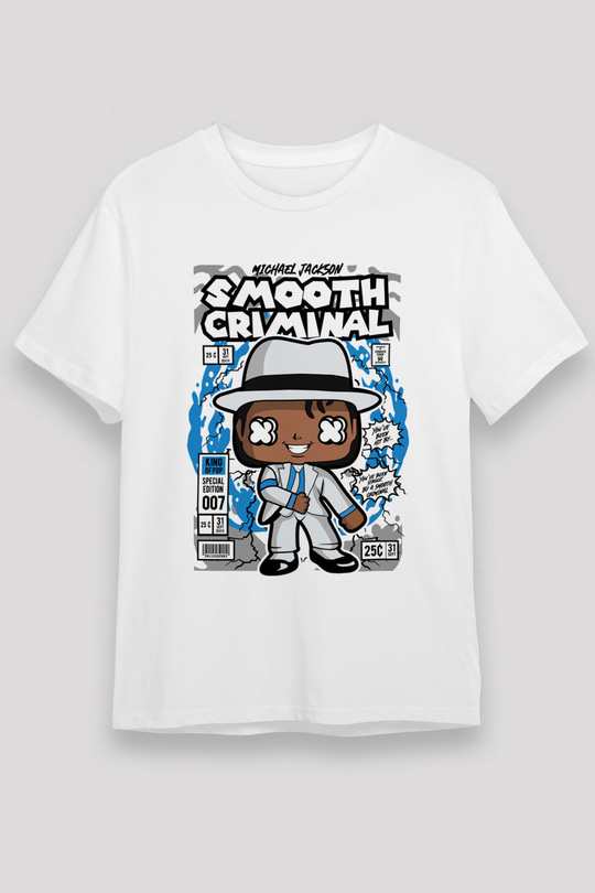 Michael Jackson Smooth Criminal Baskılı Unisex Beyaz Tişört