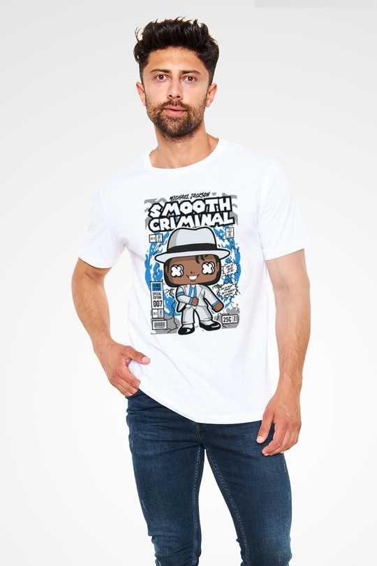 Michael Jackson Smooth Criminal Baskılı Unisex Beyaz Tişört