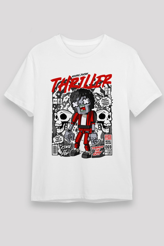 Michael Jakson Zombie Baskılı Unisex Beyaz Tişört