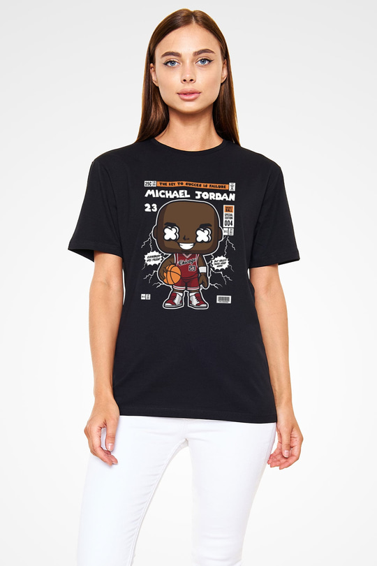 Michael Jordan Baskılı Unisex Siyah Tişört
