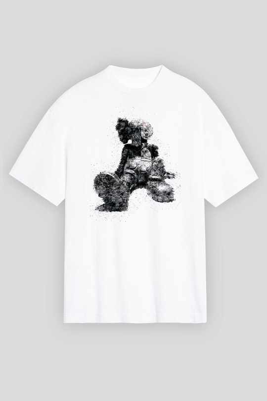 Mickey Baskılı Oversize Beyaz Tişört