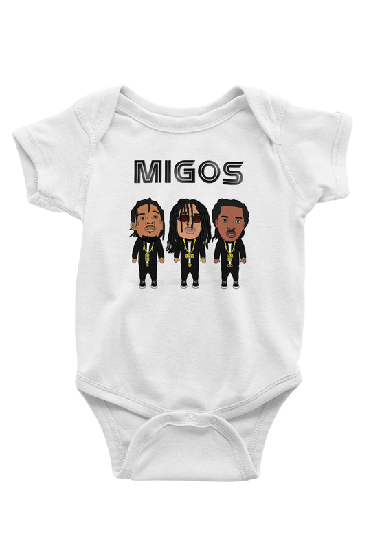 Migos Baskılı Beyaz Unisex Bebek Body - Zıbın
