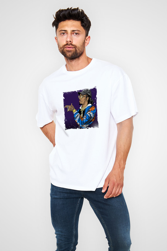 Migos Baskılı Oversize Beyaz Tişört