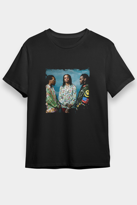 Migos Baskılı Unisex Siyah Tişört