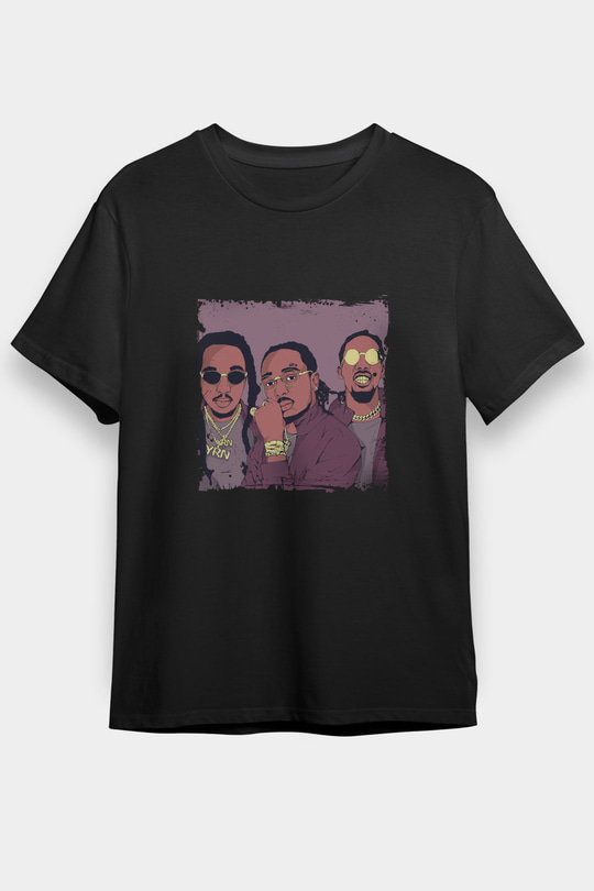 Migos Baskılı Unisex Siyah Tişört