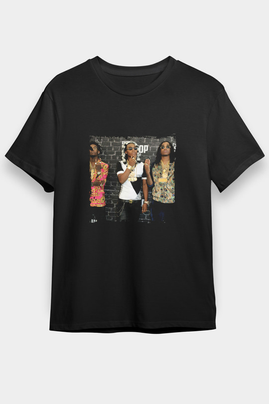 Migos Baskılı Unisex Siyah Tişört