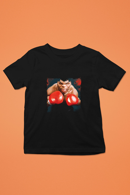 Mike Tyson Baskılı Unisex Siyah Çocuk Tişört