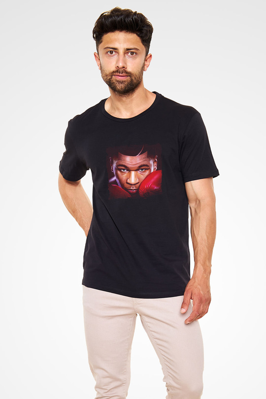 Mike Tyson Baskılı Unisex Siyah Tişört