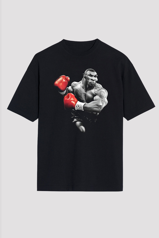 Mike Tyson Siyah Unisex Oversize Tişört T-Shirt
