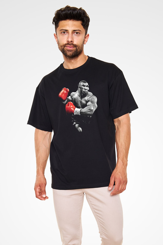 Mike Tyson Siyah Unisex Oversize Tişört T-Shirt