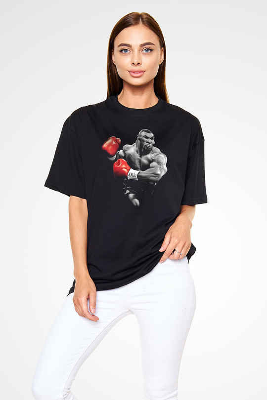 Mike Tyson Siyah Unisex Oversize Tişört T-Shirt