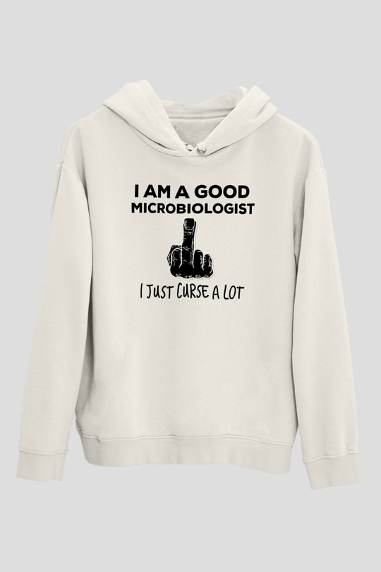 Mikrobiyolog Beyaz Unisex Kapüşonlu Sweatshirt