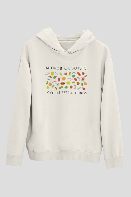 Mikrobiyolog Beyaz Unisex Kapüşonlu Sweatshirt