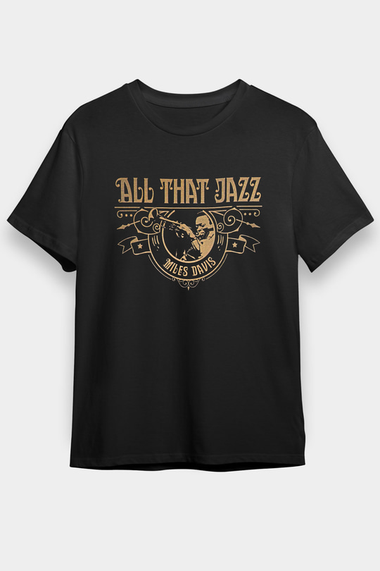 Miles Davis Baskılı Unisex Siyah Tişört - Tshirt