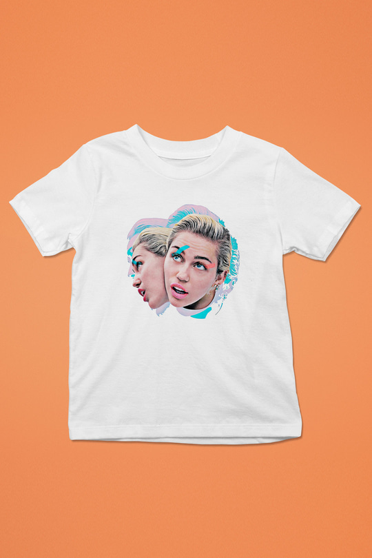 Miley Cyrus Baskılı Beyaz Unisex Beyaz Çocuk Tişört - Tshirt