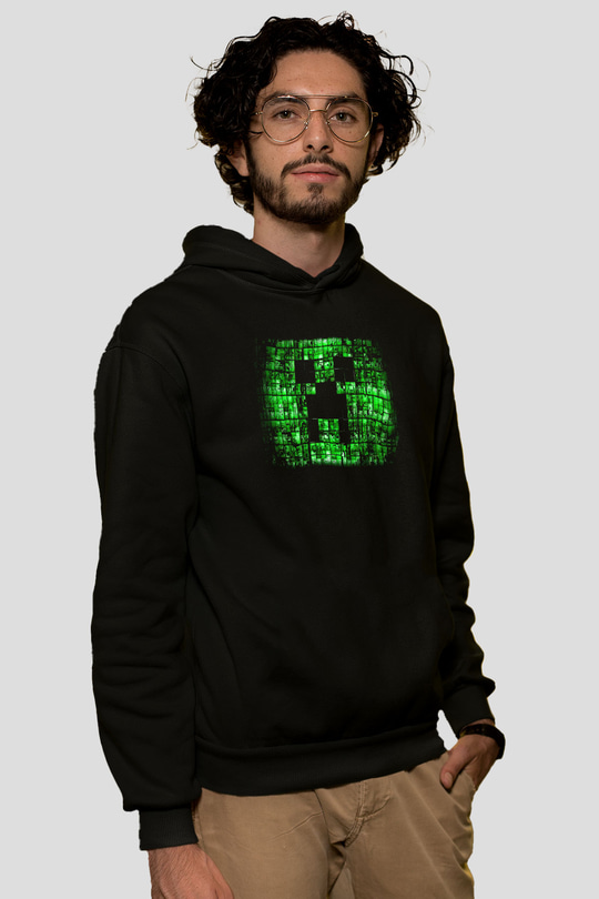 Minecraft Siyah Unisex Kapüşonlu Sweatshirt