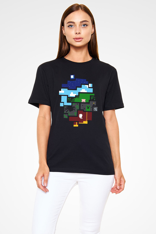 Minecraft Siyah Unisex Tişört T-Shirt
