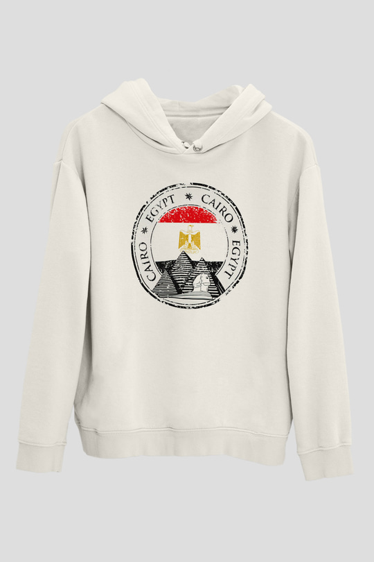 Mısır Beyaz Unisex Kapşonlu Sweatshirt