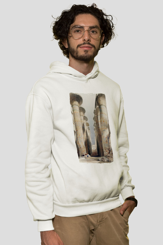 Mısır Harabeleri Beyaz Unisex Hoodie