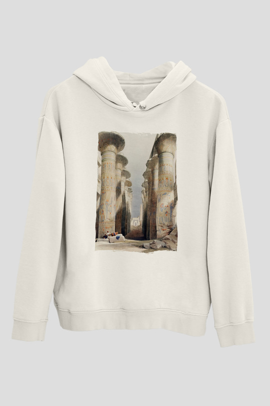 Mısır Harabeleri Beyaz Unisex Hoodie