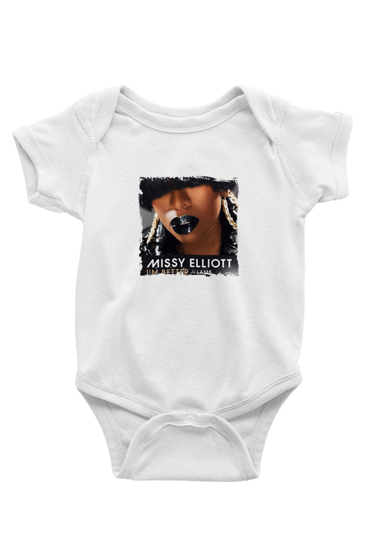 Missy Elliott Baskılı Unisex Beyaz Bebek Body - Zıbın