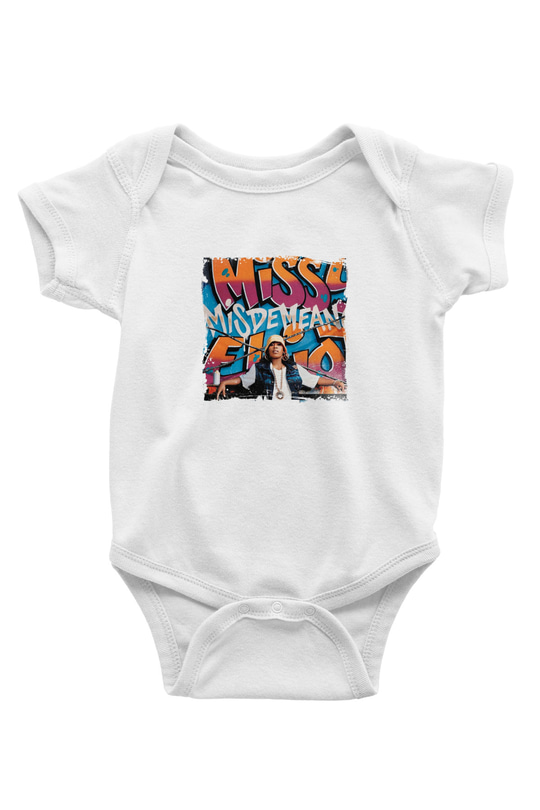 Missy Elliott Baskılı Unisex Beyaz Bebek Body - Zıbın