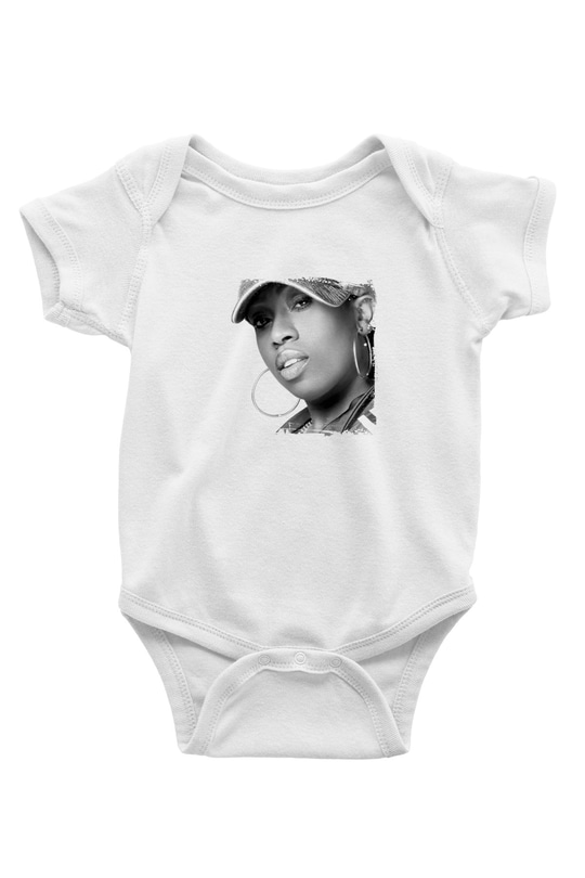 Missy Elliott Baskılı Unisex Beyaz Bebek Body - Zıbın