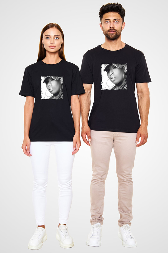 Missy Elliott Baskılı Unisex Siyah Tişört