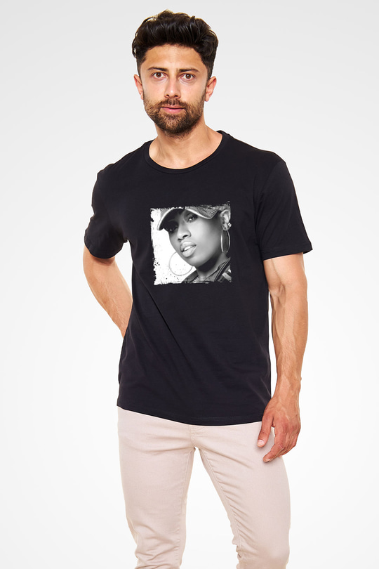 Missy Elliott Baskılı Unisex Siyah Tişört