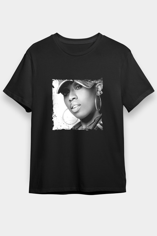 Missy Elliott Baskılı Unisex Siyah Tişört