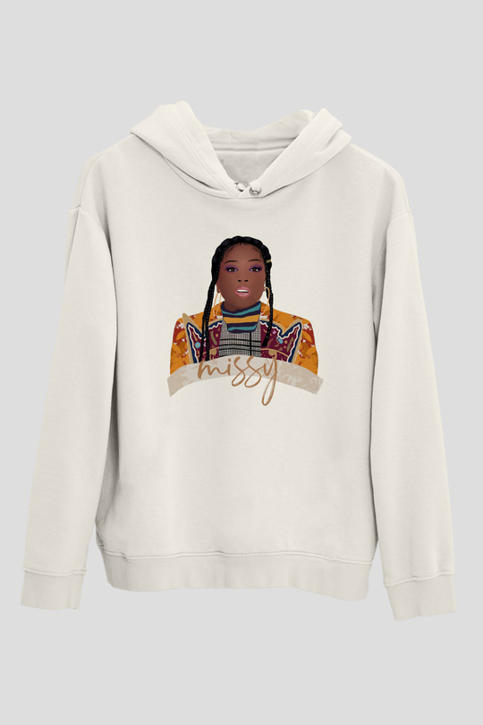 Missy Elliott Beyaz Unisex Kapüşonlu Sweatshirt