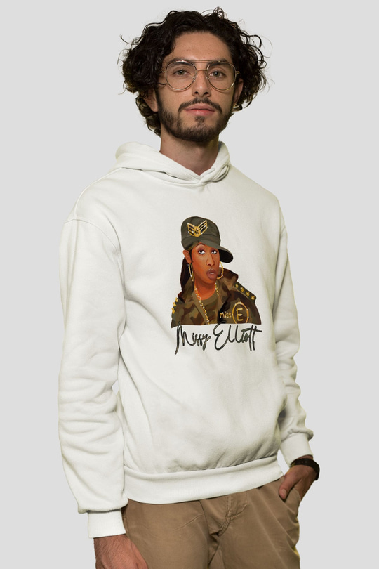 Missy Elliott Beyaz Unisex Kapüşonlu Sweatshirt