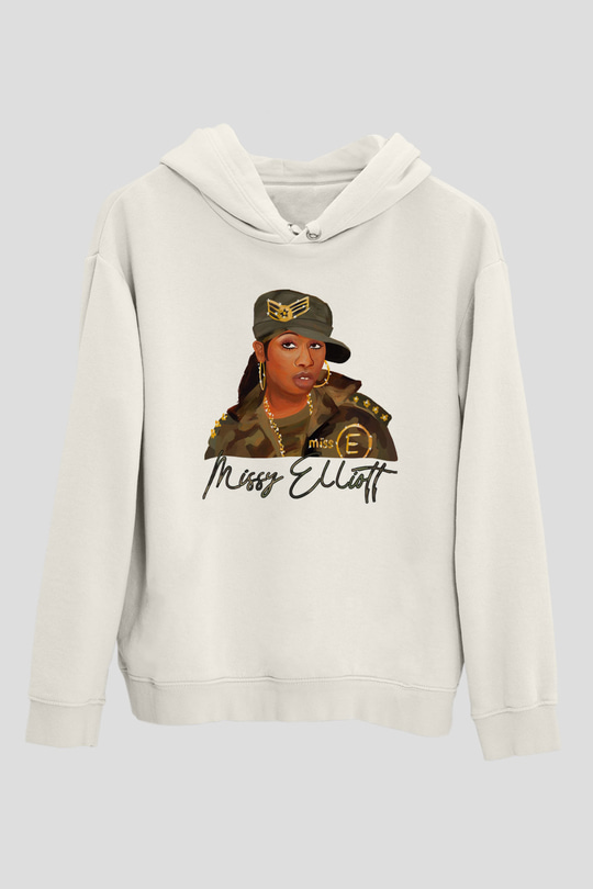 Missy Elliott Beyaz Unisex Kapüşonlu Sweatshirt