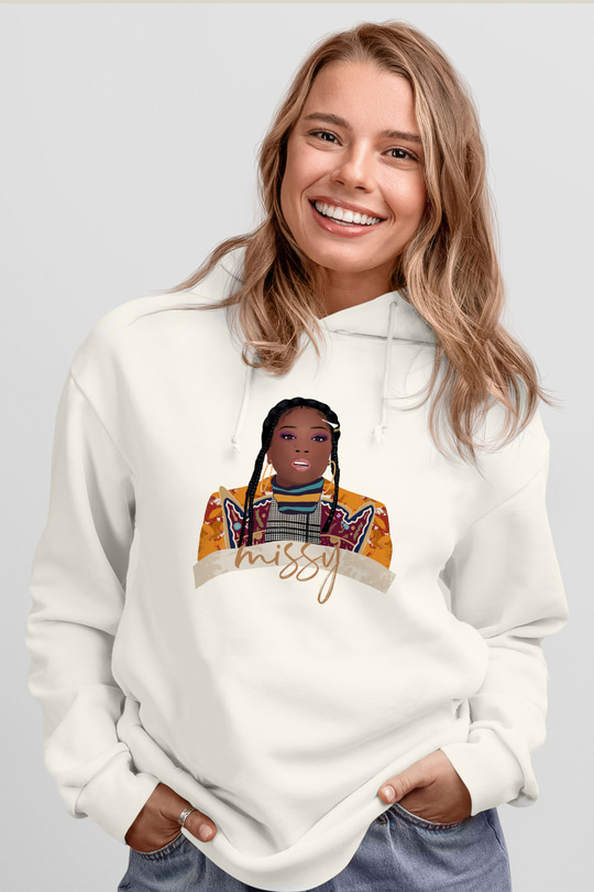 Missy Elliott Beyaz Unisex Kapüşonlu Sweatshirt