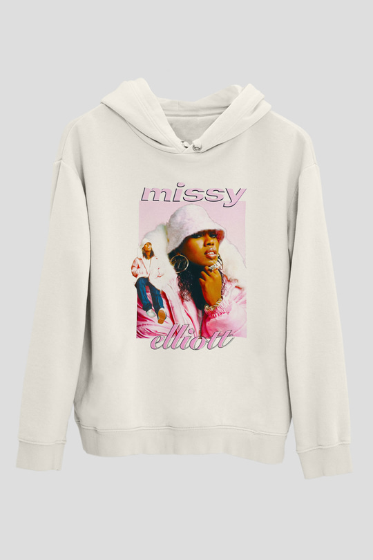 Missy Elliott Beyaz Unisex Kapüşonlu Sweatshirt