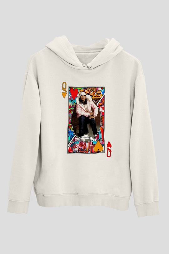 Missy Elliott Beyaz Unisex Kapüşonlu Sweatshirt