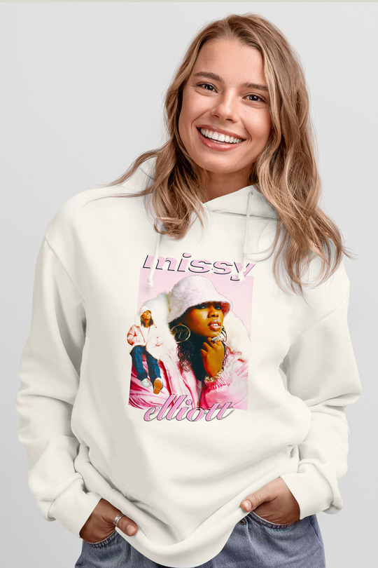 Missy Elliott Beyaz Unisex Kapüşonlu Sweatshirt