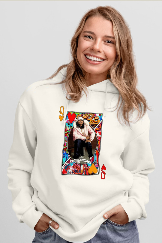 Missy Elliott Beyaz Unisex Kapüşonlu Sweatshirt