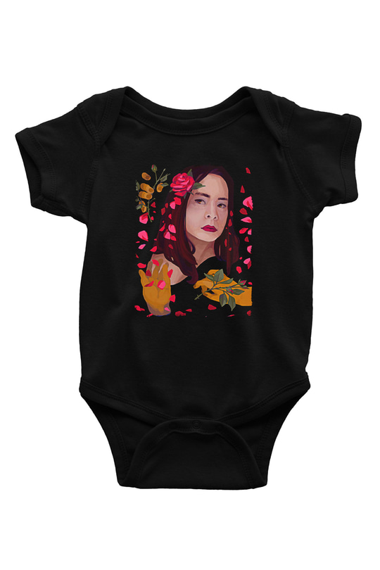 Mitski Baskılı Baskılı Unisex Siyah Bebek Body - Zıbın