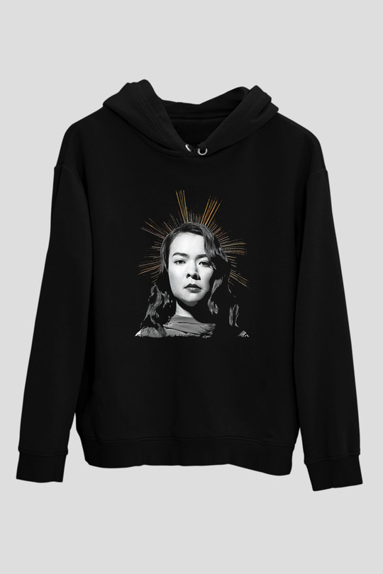 Mitski Baskılı Baskılı Unisex Siyah Hoodie