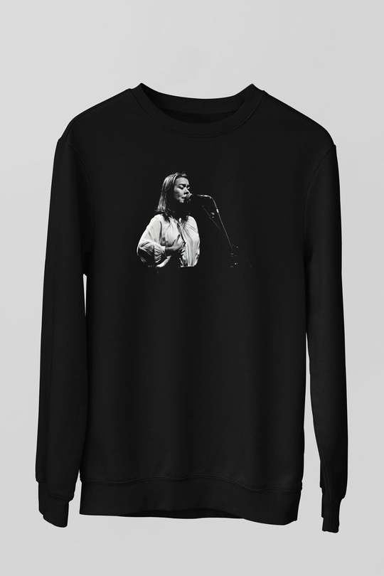 Mitski Baskılı Baskılı Unisex Siyah Sweatshirt