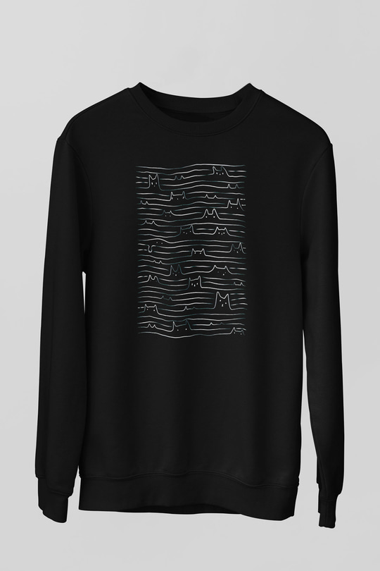 Miyav Division Baskılı Unisex Siyah  Sweatshirt