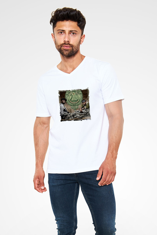 Mobb Deep Baskılı Beyaz V Yaka Unisex Tişört
