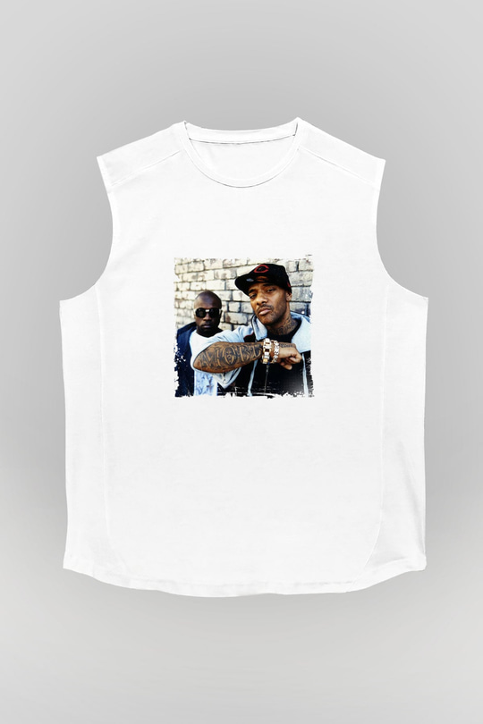 Mobb Deep Baskılı Unisex Beyaz Kolsuz Tişört